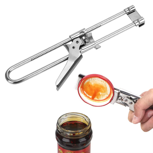 Adjustable Stainless Steel Jar Lid Opener – Manual Gripper for Kitchen, Multifunctional Can & Bottle Opener Tool